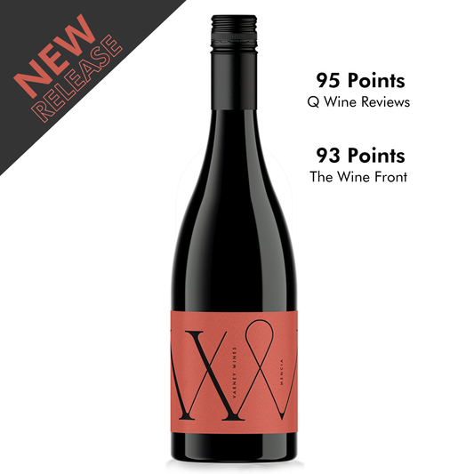 Bottle shot of New Release varney Wines 2025 Menica with point reviews scores.