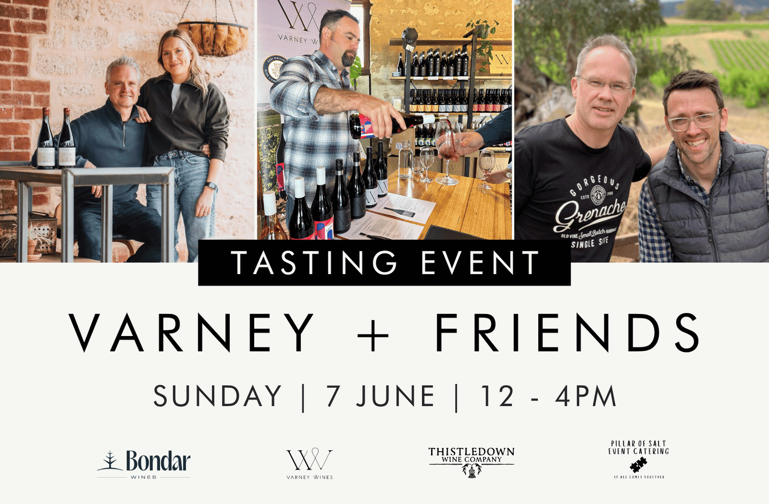 Varney + Friends promotional flyer for tasting event on June 7th 2026.